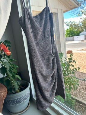 Grey Sparkle Draped Slip Dress